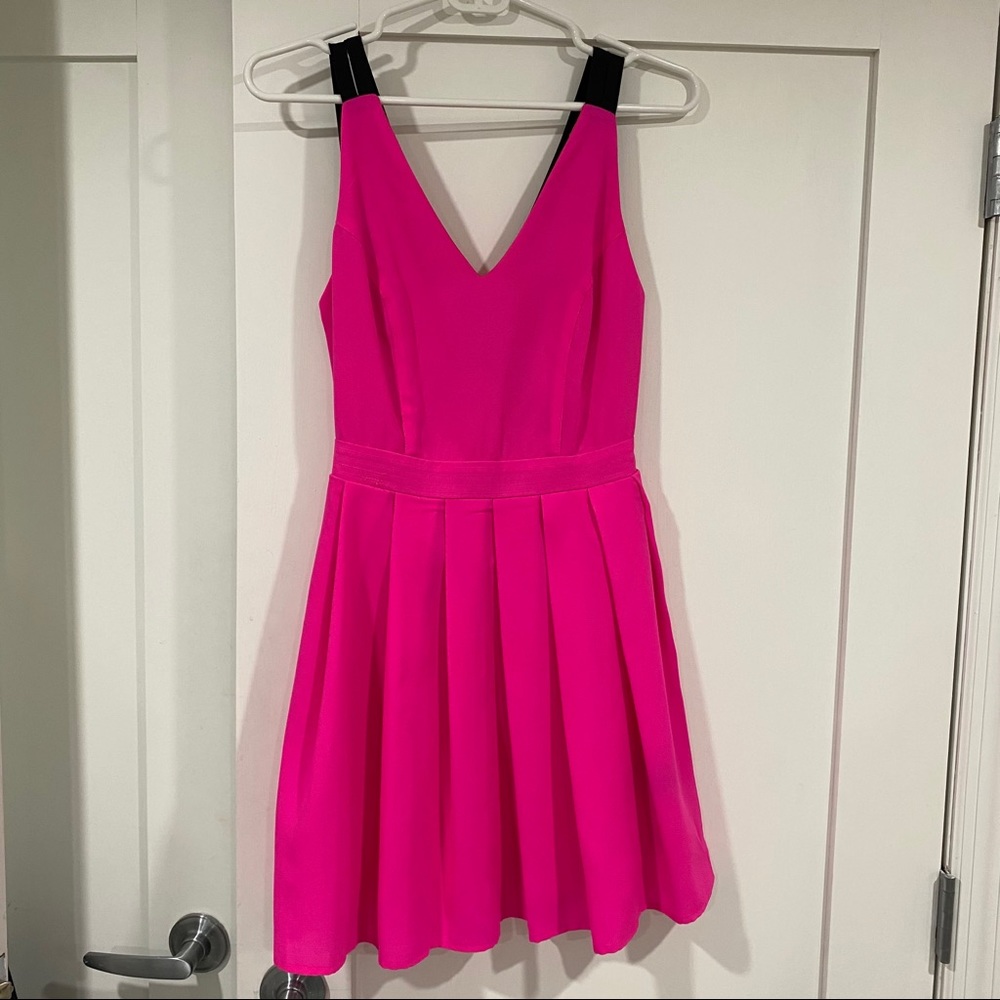 Hot Pink Pleated Dress
